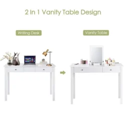 Costway Vanity Table Dressing Table Flip Top Desk Furniture White -Baxton Furniture Store GUEST 6f3fca73 287e 418d 811b cd024b1205c2