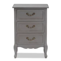 3 Drawer Capucine Finished Wood Nightstand Gray - Baxton Studio -Baxton Furniture Store GUEST 703a8bcd b67b 4d95 bb07 eff6828476df