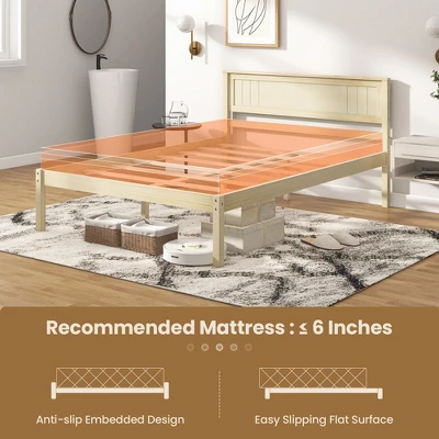 Costway Full/Queen/Twin Size Wooden Platform Bed Frame With Headboard Mattress Foundation Natural 8 Costway Full/Queen/Twin Size Wooden Platform Bed Frame With Headboard Mattress Foundation Natural - Image 6