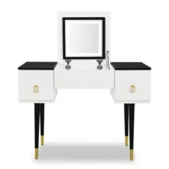 43.3" Modern Vanity Table Set With Flip-Up Mirror, LED Lights And Storage - ModernLuxe -Baxton Furniture Store GUEST 70c3ba07 c25d 415e 81ee 5edc84db1fd6