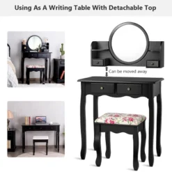 Tangkula Vanity Table Set W/Detachable Mirror & Stool Black/White 15 Tangkula Vanity Table Set W/Detachable Mirror & Stool Black/White -Baxton Furniture Store GUEST 7172335f 408a 455b 91b6 1321f1fd5241