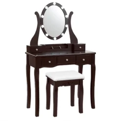 Tangkula Vanity Table Makeup Dresser Desk W/LED Light Drawers & Stool Black/Brown/White 19 Tangkula Vanity Table Makeup Dresser Desk W/LED Light Drawers & Stool Black/Brown/White -Baxton Furniture Store GUEST 72412970 26de 46e3 968d 231e8d6a719c