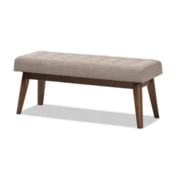Elia Mid Century Modern Walnut Wood Fabric Button Tufted Bench - Baxton Studio 21 Elia Mid Century Modern Walnut Wood Fabric Button Tufted Bench - Baxton Studio -Baxton Furniture Store GUEST 724901f5 b7f2 4733 bc2a 4d17294d0271