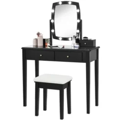 Costway Vanity Table Set With Lighted Mirror Adjustable 10 Bulbs Dresser 4 Drawer -Baxton Furniture Store GUEST 756a7e7a 17eb 40b7 a90e 344c5b804300
