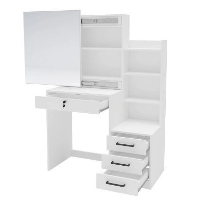 Hannah Vanity With Mirror White - Polifurniture 3 Hannah Vanity With Mirror White - Polifurniture