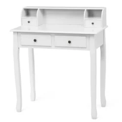 Costway Writing Desk Mission White Home Office Computer Desk 4 Drawer WhiteBlackPink -Baxton Furniture Store GUEST 77564f98 2556 41e1 ba6b e04d68f03faf
