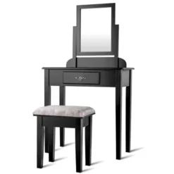 Costway Makeup Desk Vanity Dressing Table Square Stool 1 Large Black -Baxton Furniture Store GUEST 788c7a20 0343 422b a0fc 08462e8c713a