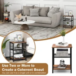 Costway 2 PCS 3-Tier Side End Table With Adjustable Mesh Shelf Narrow Nightstand 17 Costway 2 PCS 3-Tier Side End Table With Adjustable Mesh Shelf Narrow Nightstand -Baxton Furniture Store GUEST 7ab87ec7 967e 45a7 ae30 075e9ef6e5c0