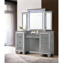 2pc Mallery Vanity Set With Stool Silver - HOMES: Inside + Out -Baxton Furniture Store GUEST 7c013e39 84dd 4232 a898 7fd69f033509