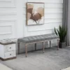 HOMCOM Sitting Bench Tufted Upholstered Fabric Ottoman With Rubberwood Legs For Living Room, Bedroom, Hallway, Grey 2 HOMCOM Sitting Bench Tufted Upholstered Fabric Ottoman With Rubberwood Legs For Living Room, Bedroom, Hallway, Grey -Baxton Furniture Store GUEST 7c6f6a35 4346 489b ba31 cc3920621eed
