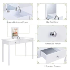Costway Vanity Table Dressing Table Flip Top Desk Furniture White -Baxton Furniture Store GUEST 7c71cdcb 5cbc 4237 a414 6a67e5e56d5a