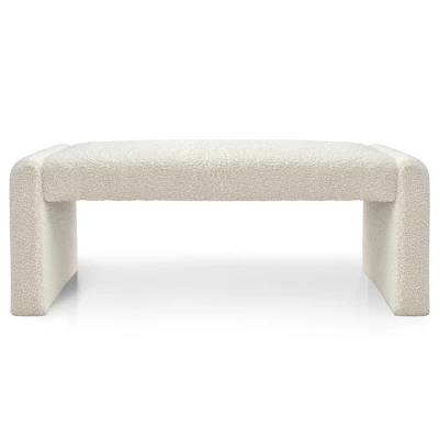 Kaia 47" Minimalist Aesthetic Look Teddy Waterfall Upholstered Bench-The Pop Maison 3 Kaia 47" Minimalist Aesthetic Look Teddy Waterfall Upholstered Bench-The Pop Maison