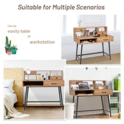 Costway Makeup Vanity Table Computer Writing Desk Storage With Drawer Shelf Industrial 15 Costway Makeup Vanity Table Computer Writing Desk Storage With Drawer Shelf Industrial -Baxton Furniture Store GUEST 7e23366e 04cd 4b85 b2a7 1ffb51f6ad1d