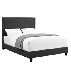 Emery Upholstered Queen Platform Bed Charcoal Black - Picket House Furnishings