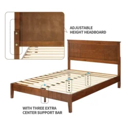 MUSEHOMEINC BF1007WK 12 Inch Tall Easy Assembly Solid Pinewood Mid Century Platform Bed With Headboard And Slat Supports, No Box Spring Needed, Queen -Baxton Furniture Store GUEST 7ec7ea9c 9e3f 443b aaa8 c4d610b0b500