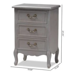 3 Drawer Capucine Finished Wood Nightstand Gray - Baxton Studio -Baxton Furniture Store GUEST 7eee3b7b c8b8 4a24 9ebe 103bb324c683