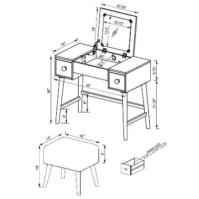 Viola Vanity Set Brown - Linon 20 Viola Vanity Set Brown - Linon - Image 18