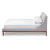 Louvain Modern And Contemporary Fabric Upholstered Walnut - Finished Platform Bed Grayish Beige - Baxton Studio