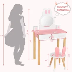 Costway Kids Vanity Set Rabbit Makeup Dressing Table Chair Set W/ Mirror Drawer WhitePink -Baxton Furniture Store GUEST 7fe9b50c 6d90 4a82 a005 0b8554e38dd9