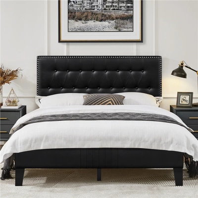 Yaheetech Upholstered Bed Frame With Button-Tufted Headboard 4 Yaheetech Upholstered Bed Frame With Button-Tufted Headboard - Image 2
