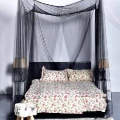 4 Corner Post Bed Canopy Mosquito Net Full Queen King Size Netting Bedding Black -Baxton Furniture Store GUEST 80c3c6ed f68e 46d8 bac2 8c86724a4f3e