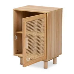 Maclean Rattan Wood 1 Door Nightstand Natural/Brown - Baxton Studio -Baxton Furniture Store GUEST 80c8de23 c5e2 4fe6 8609 fb3821c47d91