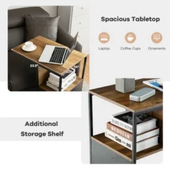 Costway C Shape Sofa Side End Table Reversible Snack Table Nightstand Steel Frame Oak -Baxton Furniture Store GUEST 830db19b f0f7 4b41 9868 a14fe62b243f