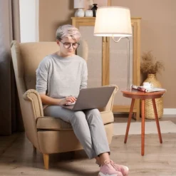 Costway End Table Lamp Bedside Nightstand Lighting With Wireless Charger NaturalCoffee -Baxton Furniture Store GUEST 84be4c70 03fe 4234 a120 8e24f0f27f32