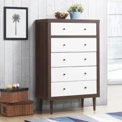 Costway 5 Drawer Dresser Wood Chest Of Drawers Storage Freestanding Cabinet Organizer -Baxton Furniture Store GUEST 851d55db dbe3 4815 af49 3fbc3b32203a