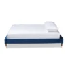 Full Volden Velvet Wood Platform Bed Frame Blue - Baxton Studio