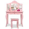 Costway Kids Vanity Table & Stool Princess Dressing Make Up Play Set For Girls Pink 2 Costway Kids Vanity Table & Stool Princess Dressing Make Up Play Set For Girls Pink -Baxton Furniture Store GUEST 8743d864 44dc 4206 977b 8a4bfd2a91ab