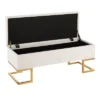 41" Midas Glam Storage Bench Steel/Velvet Gold/White - LumiSource -Baxton Furniture Store GUEST 89c1884f 8077 4d04 9a32 b6972979a905