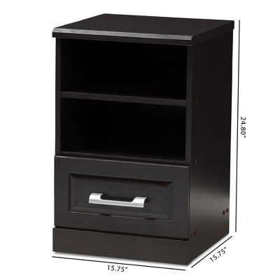 Odelia Modern And Contemporary Finished 1 Drawer Nightstand Dark Brown - Baxton Studio 10 Odelia Modern And Contemporary Finished 1 Drawer Nightstand Dark Brown - Baxton Studio - Image 8