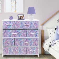 Sorbus Nightstand With Drawers For Home Bedroom Office Purple