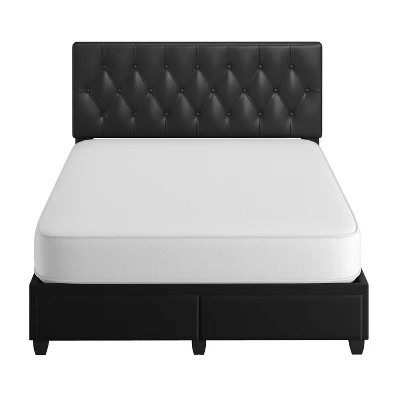 Full Veronica Tufted Faux Leather Upholstered Platform Bed With Storage Drawers Black - Eco Dream 5 Full Veronica Tufted Faux Leather Upholstered Platform Bed With Storage Drawers Black - Eco Dream - Image 3