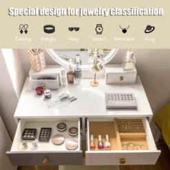 Costway Vanity Table 3 Color Lighting Modes MakeUp Stool Jewelry 15 Costway Vanity Table 3 Color Lighting Modes MakeUp Stool Jewelry -Baxton Furniture Store GUEST 8d1b3f39 d117 4483 ac10 e360ba9ba8c3