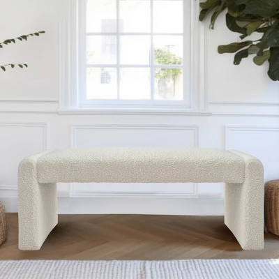 Kaia 47" Minimalist Aesthetic Look Teddy Waterfall Upholstered Bench-The Pop Maison 10 Kaia 47" Minimalist Aesthetic Look Teddy Waterfall Upholstered Bench-The Pop Maison - Image 8