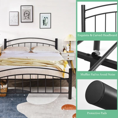 Costway Twin/Full/Queen Size Metal Bed Frame Platform Mattress Foundation With Headboard Footboard 9 Costway Twin/Full/Queen Size Metal Bed Frame Platform Mattress Foundation With Headboard Footboard - Image 7
