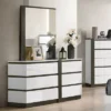 Pape Contemporary 6 Drawer Dresser With Mirror White/Metallic Gray - MiBasics 1 Pape Contemporary 6 Drawer Dresser With Mirror White/Metallic Gray - MiBasics -Baxton Furniture Store GUEST 8f0dbd43 bd03 4ae3 942c 9cf541a7eec0