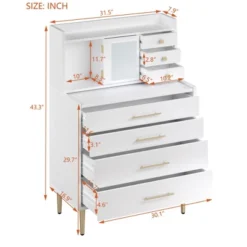 Vanity Makeup Table With Mirror, Storage Dresser With 7 Drawers-ModernLuxe -Baxton Furniture Store GUEST 8f45be0e 51f8 4e91 b0b3 fc14f3954a38