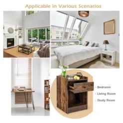 Costway Set Of 2 Nightstand With Drawer Cabinet End Side Table Raised Top -Baxton Furniture Store GUEST 8fab0416 5bf7 4425 8f5e b59d0ee9a06d