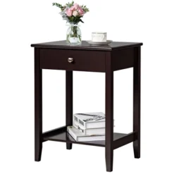 Costway Nightstand End Table Storage Display Bedroom Furniture Drawer Shelf Beside WhiteBrownGrey -Baxton Furniture Store GUEST 8fc508b1 15fc 49b4 b65e 719f8d8433c0