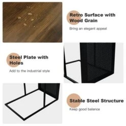 Costway C Shape Sofa Side End Table Reversible Snack Table Nightstand Steel Frame Oak -Baxton Furniture Store GUEST 90d45a5c 858e 4319 b833 0da26d812983
