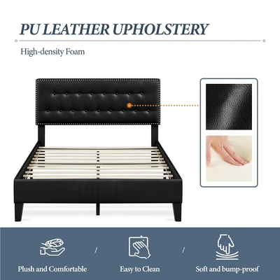 Yaheetech Upholstered Bed Frame With Button-Tufted Headboard 8 Yaheetech Upholstered Bed Frame With Button-Tufted Headboard - Image 6