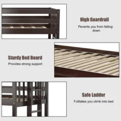 Costway Twin Over Twin Pull-Out Bunk Bed With Trundle Wooden Ladder WhiteEspresso 18 Costway Twin Over Twin Pull-Out Bunk Bed With Trundle Wooden Ladder WhiteEspresso -Baxton Furniture Store GUEST 91b435c8 54b9 4336 a829 fe47d27feb12