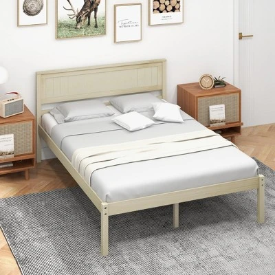 Costway Full/Queen/Twin Size Wooden Platform Bed Frame With Headboard Mattress Foundation Natural 3 Costway Full/Queen/Twin Size Wooden Platform Bed Frame With Headboard Mattress Foundation Natural