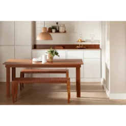 Balka Woven Leather Bench Brown - South Shore