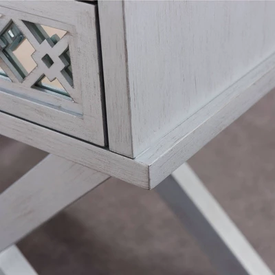 Mirrored Diamond Filigree X Base Nightstand/Table Silver Leaf - Leick Home 8 Mirrored Diamond Filigree X Base Nightstand/Table Silver Leaf - Leick Home - Image 6