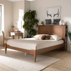 Danielle Wood Platform Storage Bed With Built-In Shelves Ash Walnut - Baxton Studio -Baxton Furniture Store GUEST 942121e0 6c24 4e47 8002 05e64e31fb03