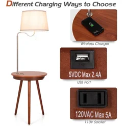 Costway End Table Lamp Bedside Nightstand Lighting With Wireless Charger NaturalCoffee -Baxton Furniture Store GUEST 94bcac16 60cb 4f53 9ea9 a881eed9f28f